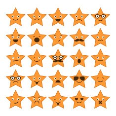 Set of stars with different emotions happy sad smiling icons