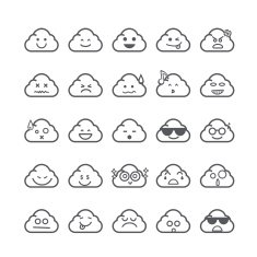 Collection of difference emoticon icon cloud on