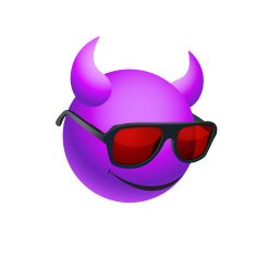 Purple ball with horns wearing sunglasses