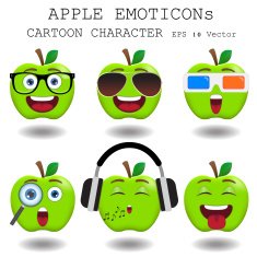 Apple emoticon cartoon character eps 10 vector