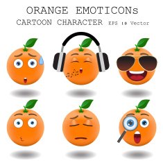 Orange emoticon cartoon character eps 10 vector