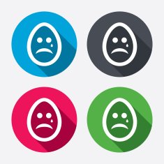 Sad egg face with tear sign icon Crying symbol N2