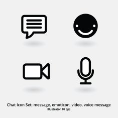 Basic Chat Icon Set Message Emoticon Video Chat Voice Message