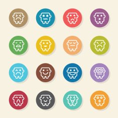Emoticons Set 7 - Color Circle Series