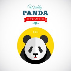 Weekly Panda Cute Flat Animal Icon Kiss