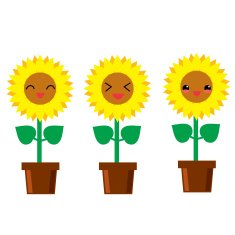 Cute sunflowers Kawaii japanese style N3