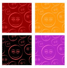 Flirty emoticons seamless pattern set
