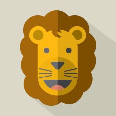 Modern Flat Design Lion Icon Vector Illustration