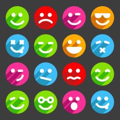 Flat and round smiley icons for your design