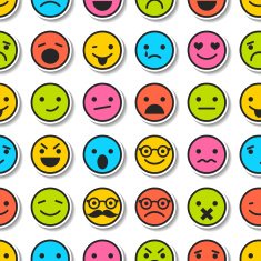 Seamless pattern with color emoticons characters icons N2