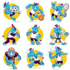 Rhino Sports Mascot Collection Set