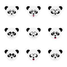 panda emotion faces icon set vector