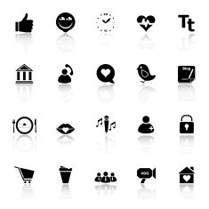 Chat conversation icons with reflect on white background