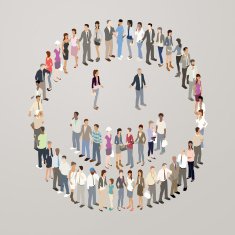People forming smiley face