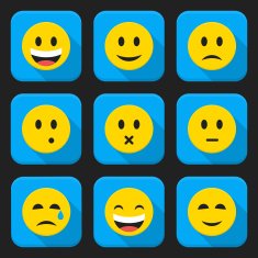 Yellow smiling faces squared app icon set
