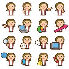 Business woman icons N3