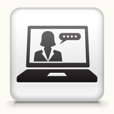 Square Button with Computer Communication