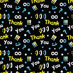 decorative yellow seamless pattern with words "thank you"