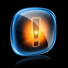 Exclamation symbol icon neon isolated on black background