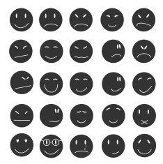 Smile face icons set expressions emotsii