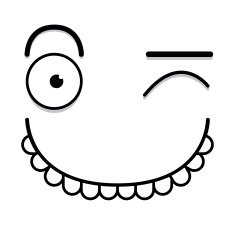 Vector Cute Cartoon White Winking Face N2