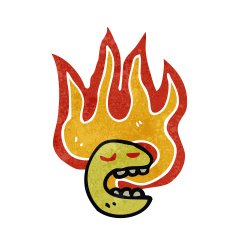 flaming face symbol retro cartoon N2