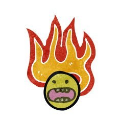 flaming face symbol retro cartoon N4