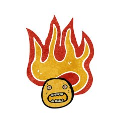 retro cartoon flaming emoticon face N2