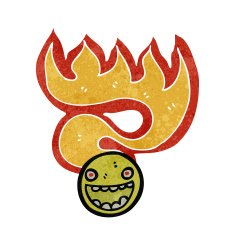 retro cartoon flaming emoticon face N4