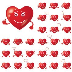 Valentine hearts smileys set N2
