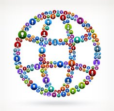 Globe People Faces Community and Communication Pattern