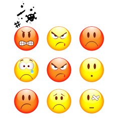 Set of nine smileys N13