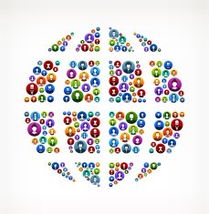 Globe People Faces Community and Communication Pattern N2