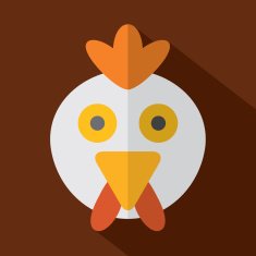 Modern Flat Design Chicken Icon Vector Illustration