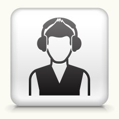 Square Button with Girl & Headphones