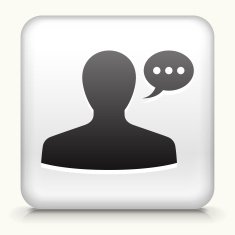 Square Button with man Communication Head
