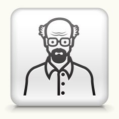 Square Button with Elderly Man Face