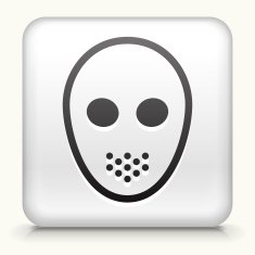 Square Button with Hockey Mask
