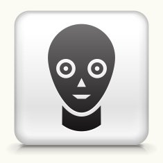 Square Button with Robot Face