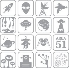 Alien White Key Icons