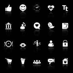 Chat conversation icons with reflect on black background