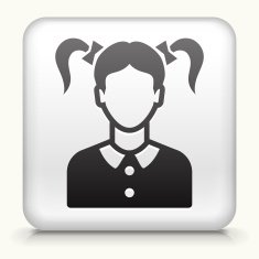 Square Button with Girl Face N3