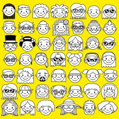 Set Of Different Cute Faces Isolated N3