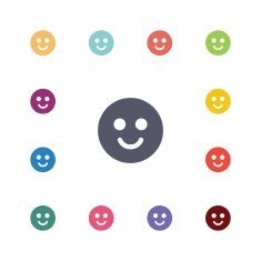 smile flat icons set