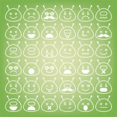 Emoticons space aliens different emotions icons