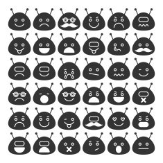 Set of space aliens different emotions