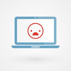 Laptop and unhappy smiley
