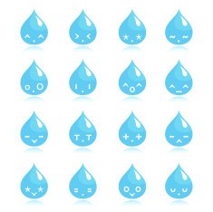 Cute Kawaii Water Emoticon Character Set