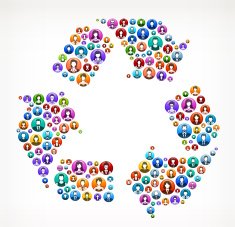 Recycle People and community vector buttons