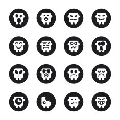 Emoticons Set 3 - Black Circle Series